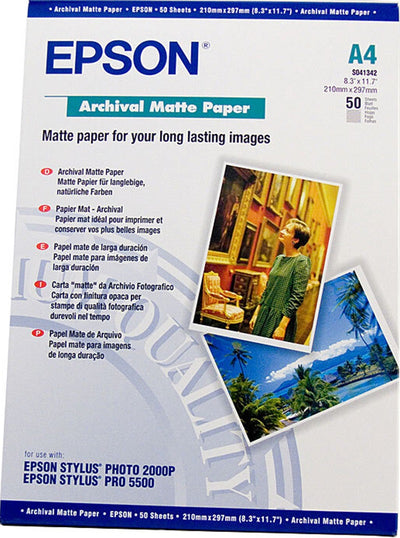 Epson A4 S041342 Archival Matte Paper 189gsm 50 Sheets/Pack Code: EPC13S041342