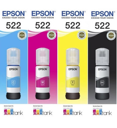 Genuine 4-Pack Epson T522 Ink Bottles C13T00M192-C13T00M492 [1BK,1C,1M,1Y]