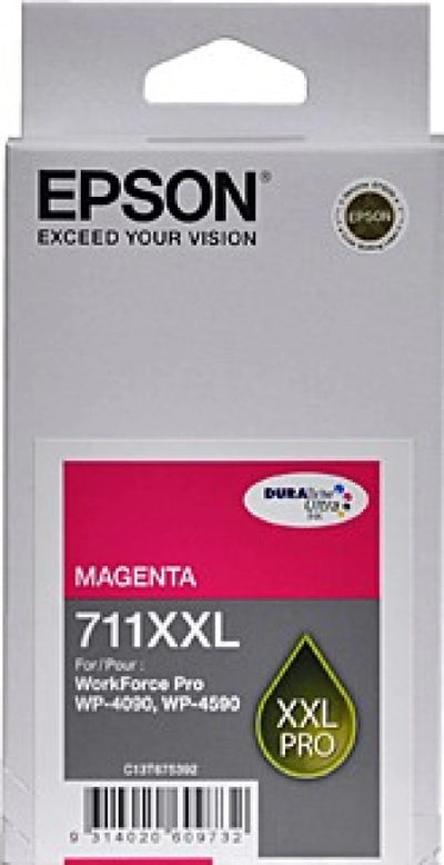 Epson 711XXL C13T675392 Magenta Genuine Ink Cartridge 3,400 Prints (Discontinued)