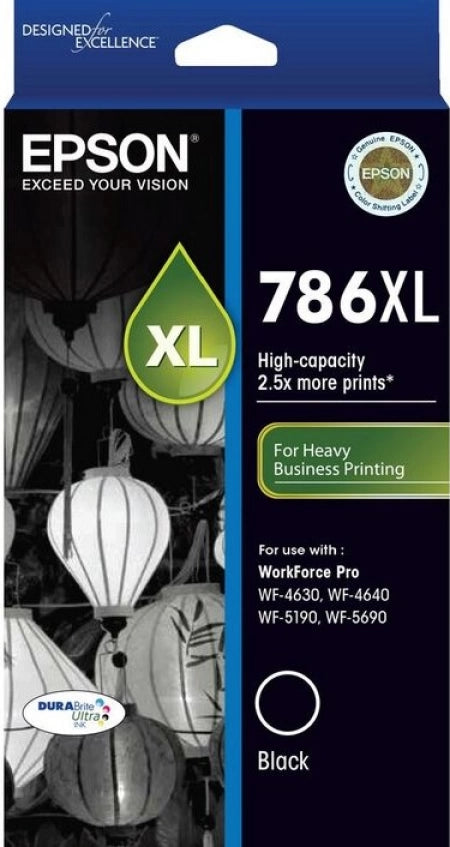 Epson 786XL C13T787192 Black Genuine Ink Cartridge 2,600 Prints