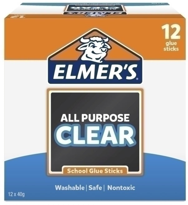 Elmer All Purpose Clear Glue Stick 40g Box of 12