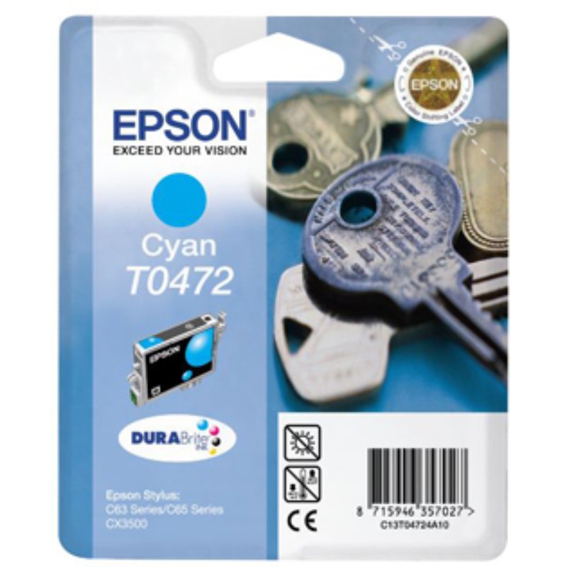 Epson T0472 C13T047290 Cyan Genuine Ink Cartridge 400 Print