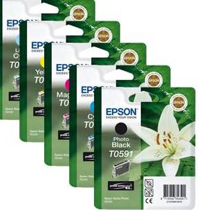 5 Pack Epson T059 Genuine Ink Cartridges C13T059190-C13T059590 [1BK,1C,1M,1Y,1LC]