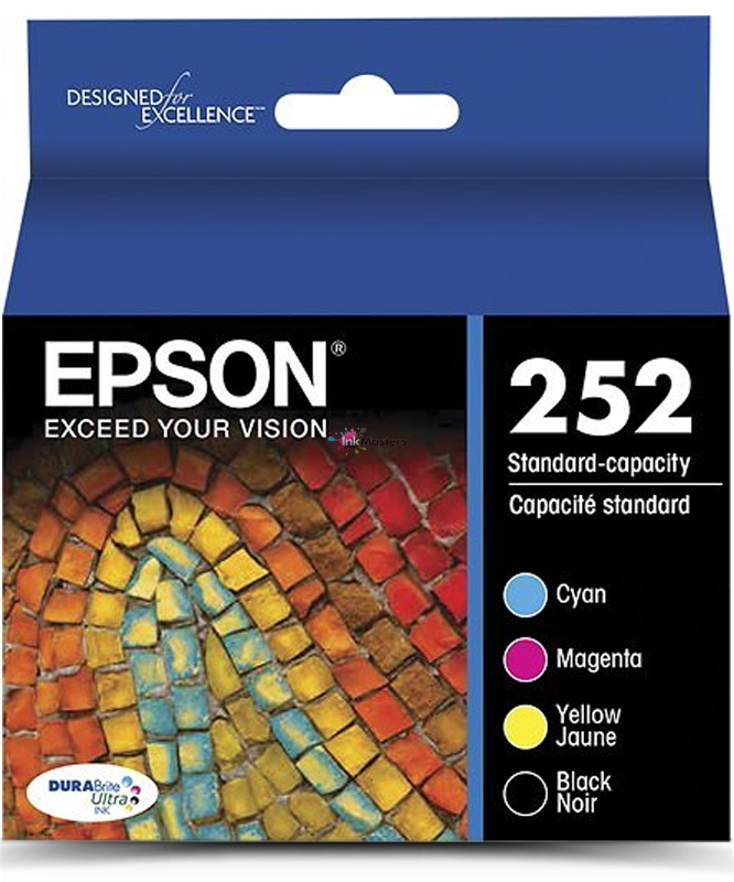 Genuine 4-Pack Epson 252 Ink Cartridges Value Pack [1bk,1C,1Y,1M]