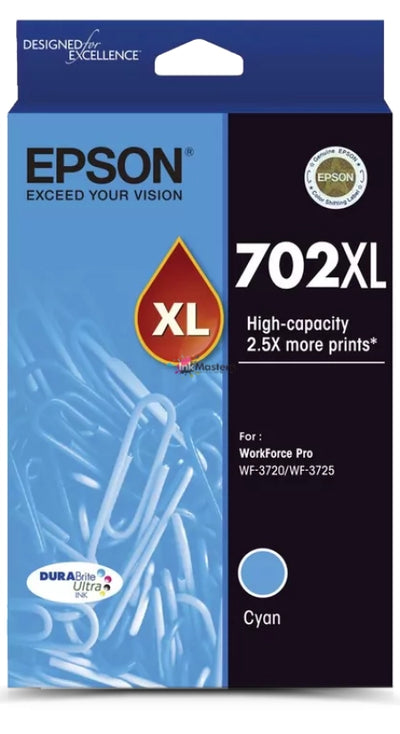 Genuine Epson 702XL C13T345292 Cyan Ink Cartridge 950 Prints
