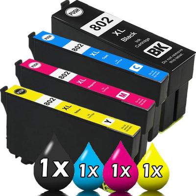 4 Pack Epson 802XL Compatible Ink Cartridges [1BK,1C,1M,1Y]
