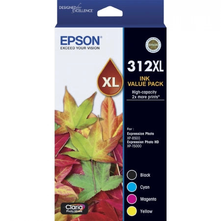 Genuine 4 Pack Epson 312XL C13T183B92 CMYK Inkjet Cartridge 500 Prints