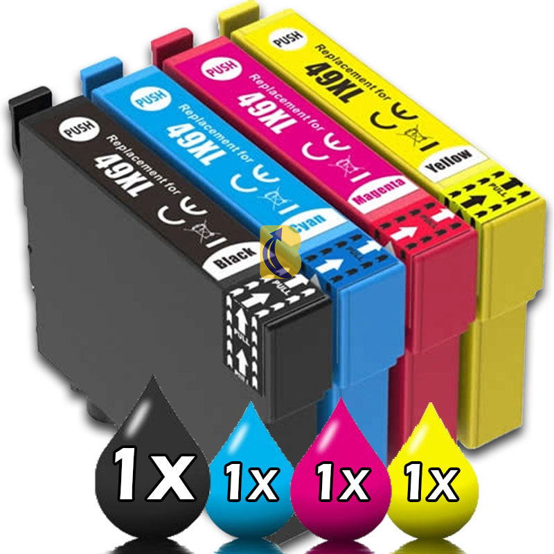 4 Pack Epson 49XL Compatible Ink Cartridges Value Pack [1BK, 1C, 1M, 1Y]