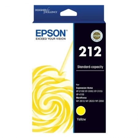 Genuine Epson 212 C13T02R492 Yellow Ink Cartridge 130 Prints