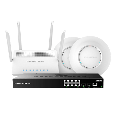 GRANDSTREAM GWN STARTER KIT  INCL; 1 X ROUTER 1 X POE 8 PORT SWITCH 2 X WAP