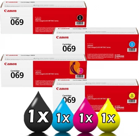 Genuine 4 Pack Canon CART069 Toner Cartridge Value Pack [1BK, 1C, 1M, 1Y]