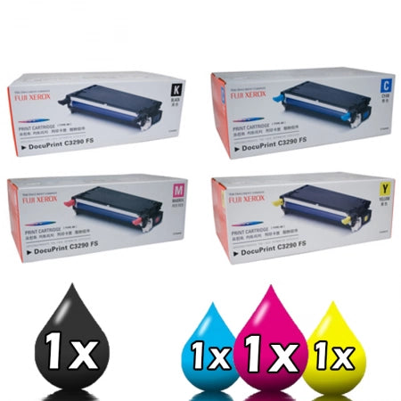 4 Pack Genuine Fuji Xerox CT350567-CT350570 Toner Cartridges DocuPrint C3290FS [1BK,1C,1M1,Y]