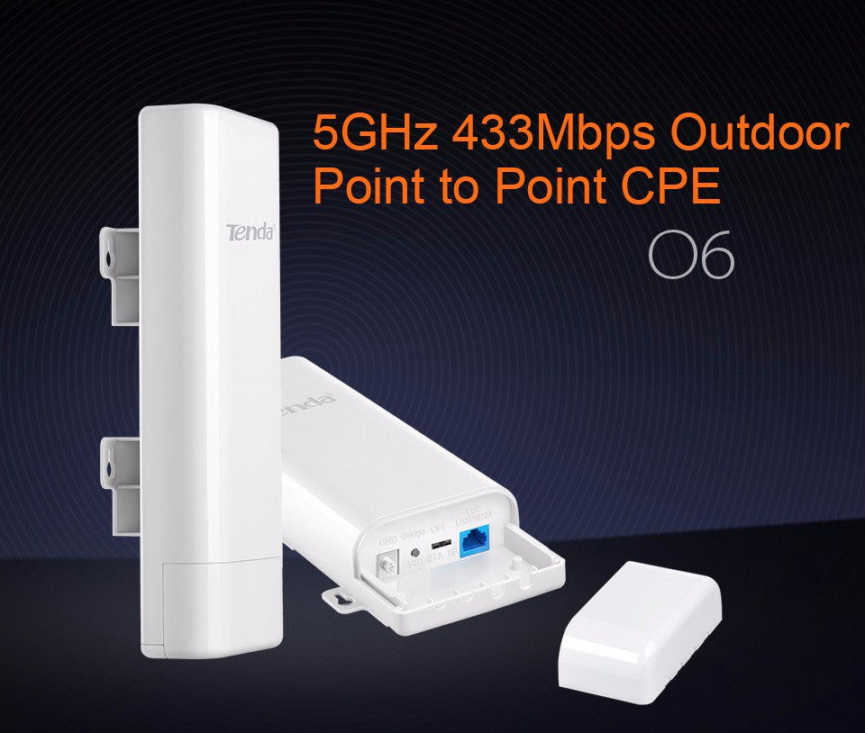 TENDA O6 OUTDOOR POINT TO POINT CPE  10KM  5GHZ 11AC  433MBP