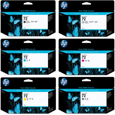 Genuine 6 Pack HP 72 C9403A-C9374A Ink Cartridges [1BK,1C,1M,1Y,1PHG,1MBK]