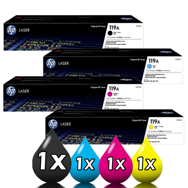 Genuine 4 Pack HP 119A W2090A-W2093A Toner Cartridges Combo [1BK+1C+1M+1Y]
