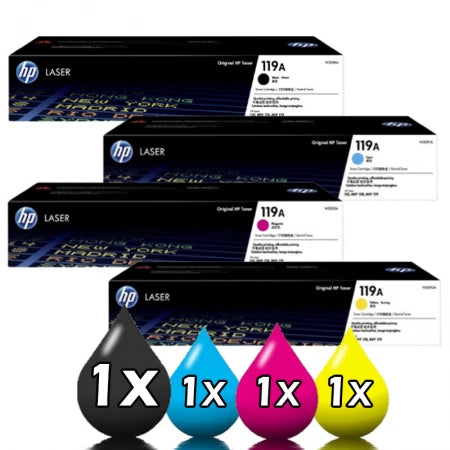 Genuine 4 Pack HP 119A W2090A-W2093A Toner Cartridges Combo [1BK+1C+1M+1Y]