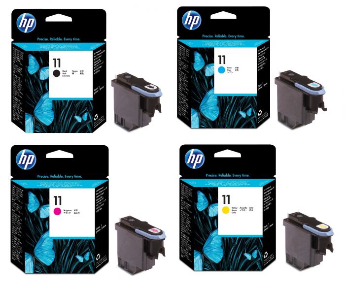 HP 4-Pack 11 Print Heads C4810A-C4813A [1BK, 1C, 1M, 1Y]