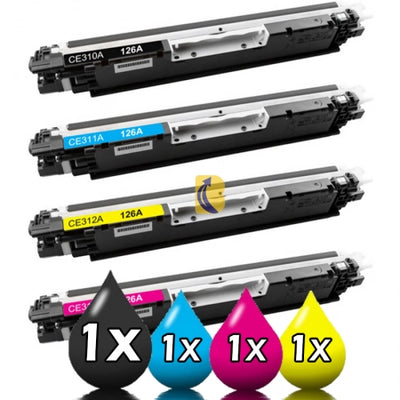Top Banana's - 4 Pack HP 126A Compatible Toner Cartridge Combo Set CE310A-CE313A [1BK+1C+1M+1Y]