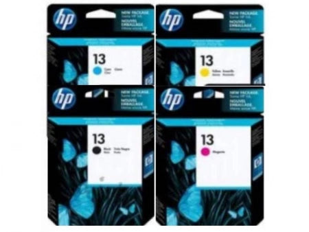 4 Pack HP 13 Genuine Ink Cartridges C4814A-C4817A [1BK, 1C, 1M, 1Y]