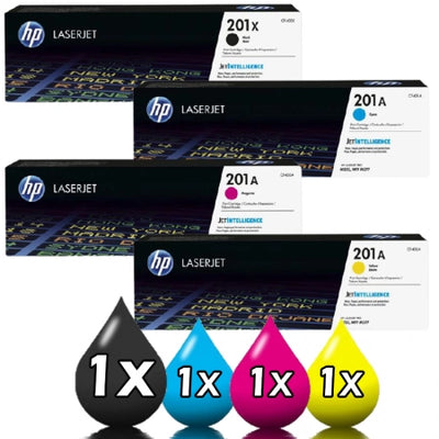 Genuine 4 Pack HP 201X 201A Toner Cartridges CF400X-CF403A [1BK, 1C, 1M, 1Y]