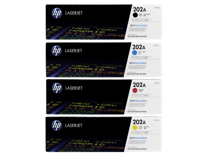 Genuine 4 Pack HP 202A CF500A-CF502A Toner Cartridges 1BK,1C,1M,1Y
