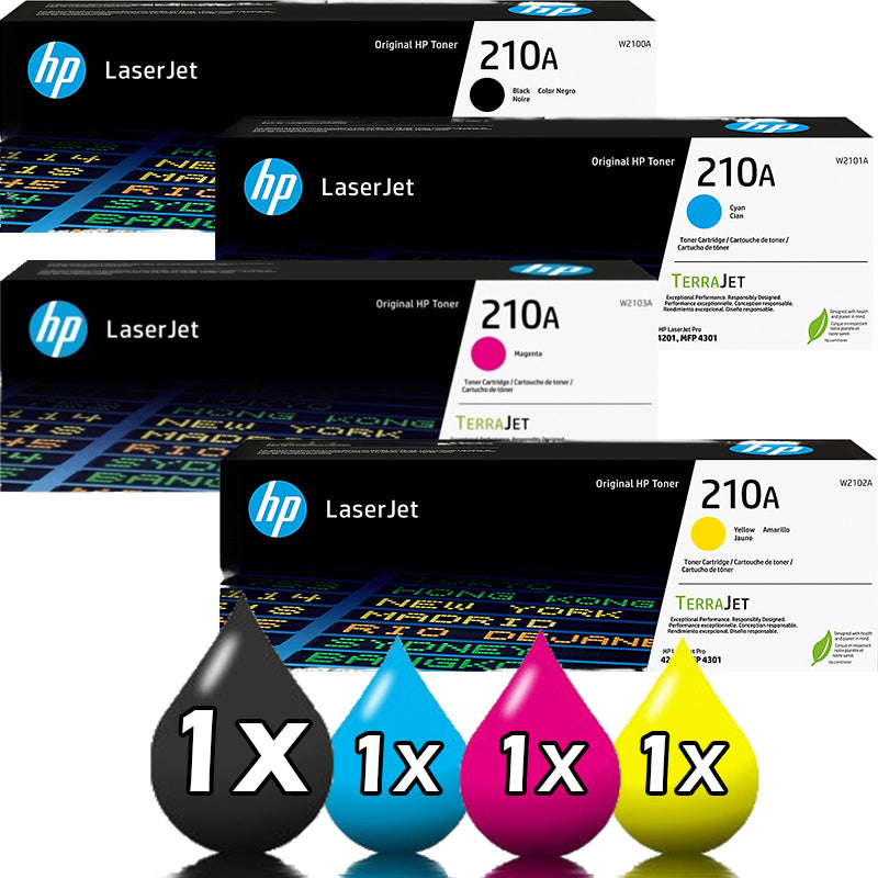 Genuine 4 Pack HP 210A Toner Value Pack W2100A-W2103A [1BK,1C,1M,1Y]