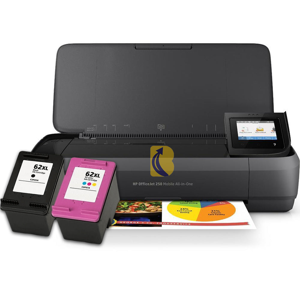 HP All-in-One Mobile Portable Printer (OfficeJet 250) CZ992A + Compatible Inks Bundle
