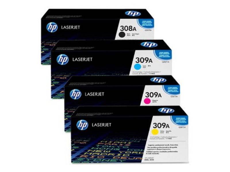 4 Pack Genuine HP 308A 309A Toner Cartridges Q2670A-Q2672A [1BK, 1C, 1M, 1Y]