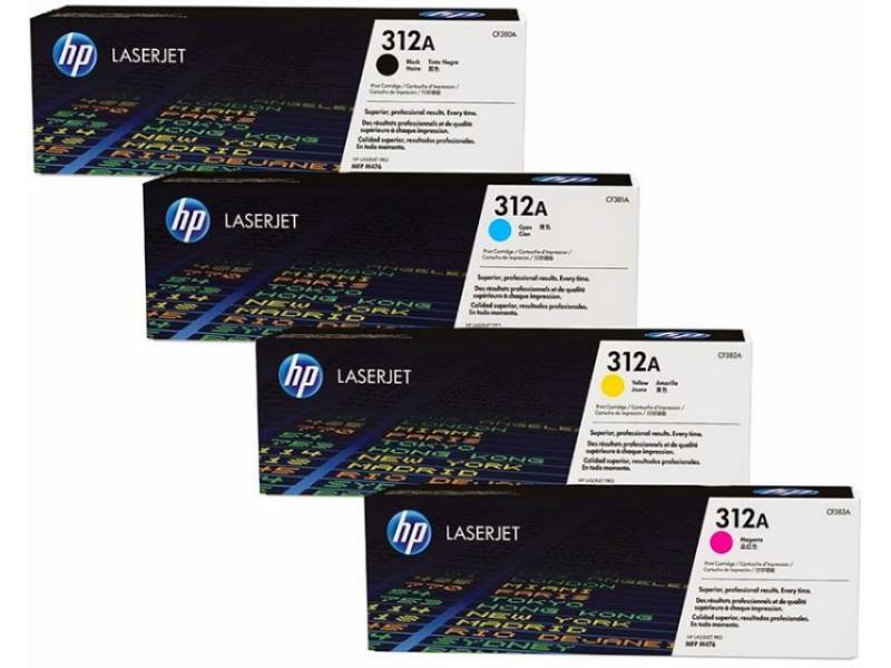 Genuine 4 Pack HP 312A CF380A-CF382A Toner Cartridge Set M476DN/M476DW [1BK,1C,1M,1Y]