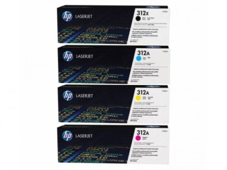 Genuine 4 Pack HP 312X 312A Toner Cartridges CF380X-CF383A [1BKX,1CA,1MA,1YA]