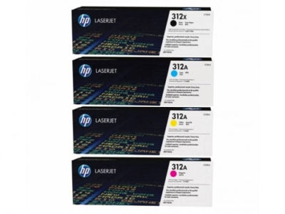 Genuine 4 Pack HP 312X 312A Toner Cartridges CF380X-CF383A [1BKX,1CA,1MA,1YA]