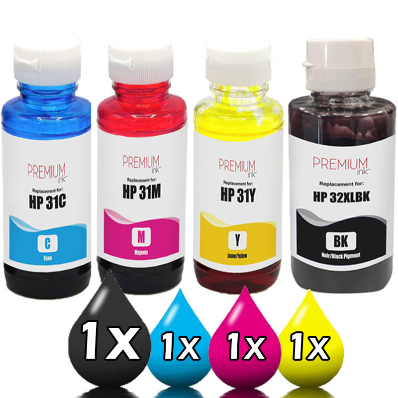 4 Pack HP 32XL 31 Compatible Ink Cartridges 1VV24AA-1VU28AA [1BK, 1C, 1M, 1Y]