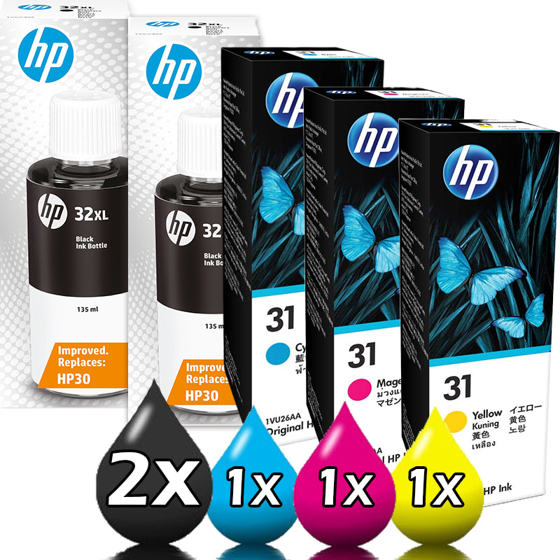 Genuine 5 Pack HP 32XL 31 Ink Cartridges 1VV24AA-1VU28AA [2BK, 1C, 1M, 1Y]