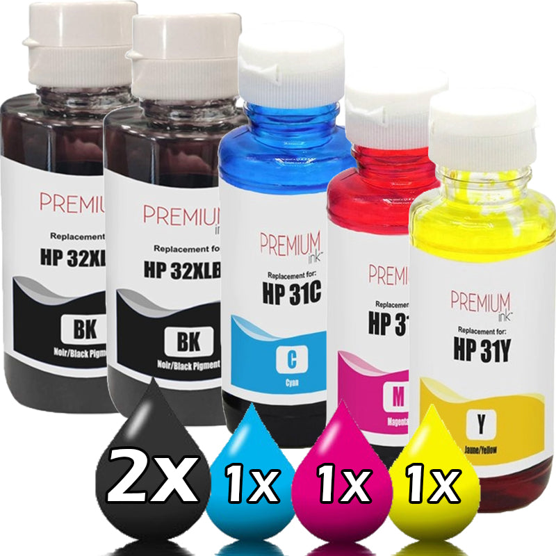 5 Pack HP 32XL 31 Compatible Ink Cartridges 1VV24AA-1VU28AA [2BK, 1C, 1M, 1Y]