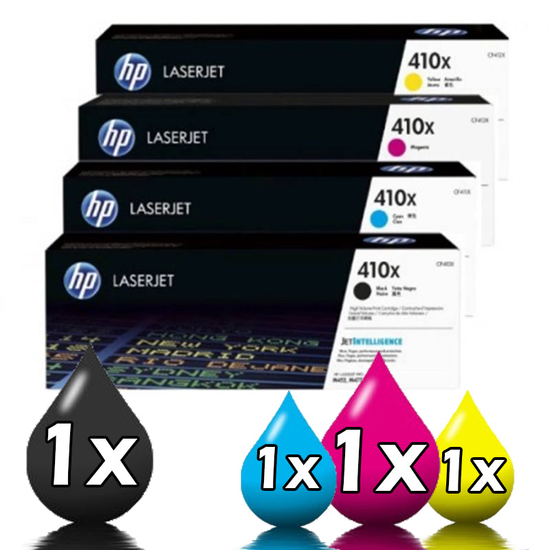 Genuine 4 Pack HP 410X Toner Cartridges CF410X-CF412X 1BKX,1CX,1MX,1YX