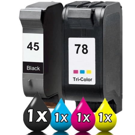 2 Pack HP 45 78 51645AA-C6578DA Compatible Ink Cartridges [1BK 1CLR]