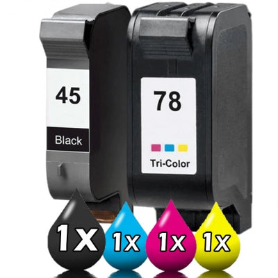 2 Pack HP 45 78 51645AA-C6578DA Compatible Ink Cartridges [1BK 1CLR]