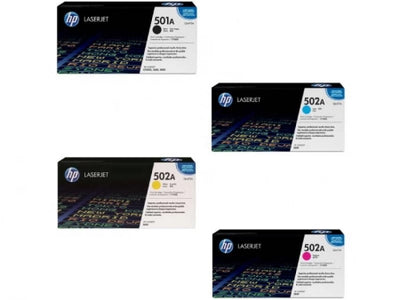 4 Pack Genuine HP 501A 502A Toner Cartridges Q6470A-Q6472A [1BK, 1C, 1M, 1Y]