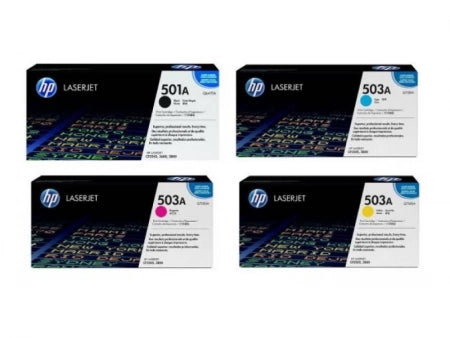 4 Pack Genuine HP 501A 503A Toner Cartridges Q6470A-Q7582A [1BK, 1C, 1M, 1Y]