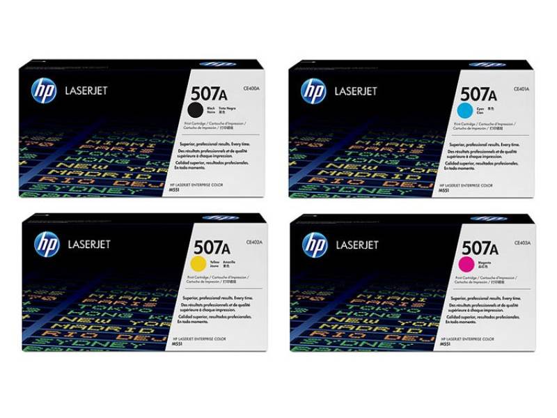 Genuine 4 Pack HP CE400A-CE403A Toners 1BK,1C,1M,1Y (HP 507A)