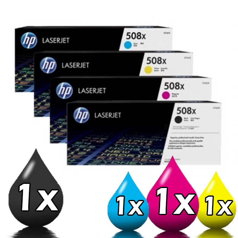 Genuine 4 Pack HP 508X Toner Cartridge CF360X-CF363X [1BK, 1C, 1M, 1Y]