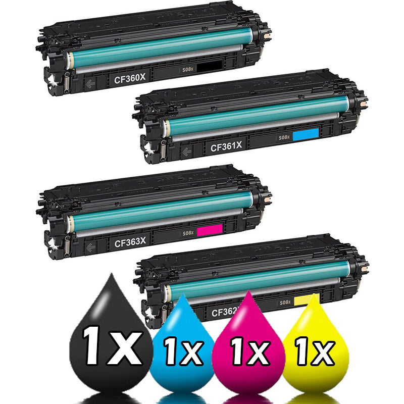 4 Pack HP 508X Compatible Toner Cartridges CF360X-CF362X [1BK+1C+1M+1Y]