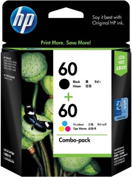 2 Pack HP 60 CN067AA Genuine Ink Cartridges [1BK,1CL]