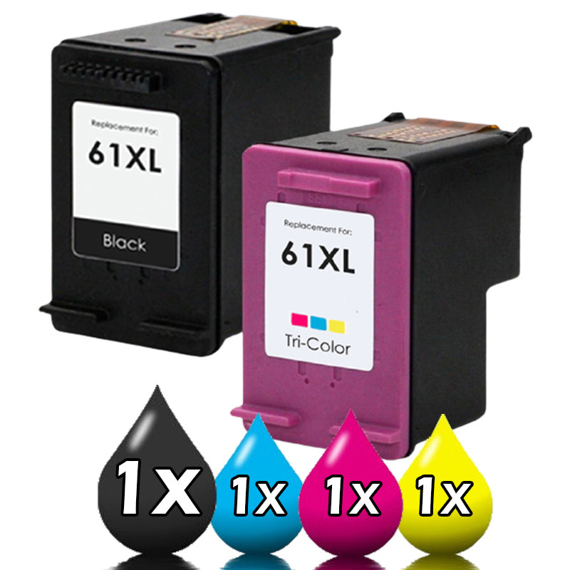 2 Pack HP 61XL CH563WA-CH564WA Compatible Ink Cartridges [1BK,1CLR]