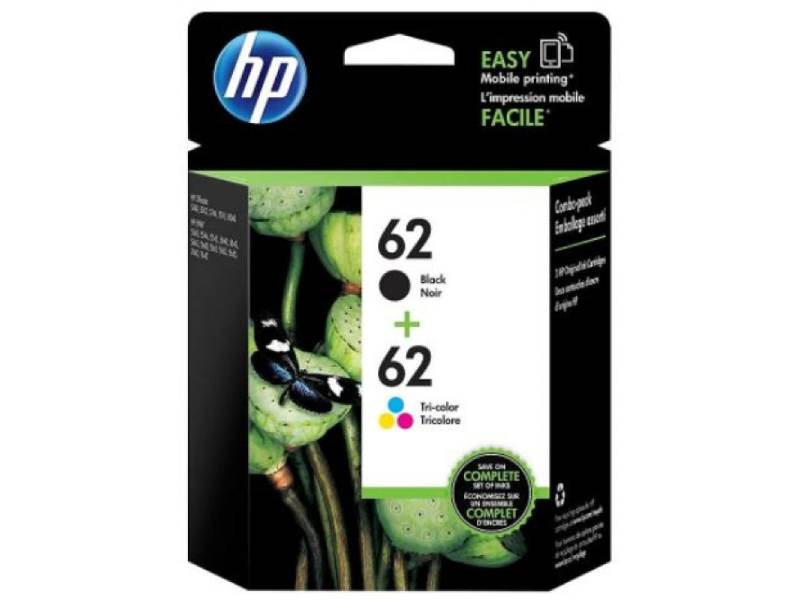 Genuine 2 Pack HP 62 C2P04AA-C2P06AA Ink cartridges [1BK,1CLR]