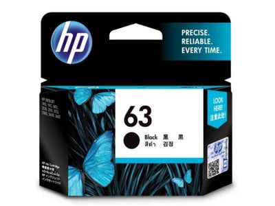 Genuine HP 63 Black Ink Cartridge 190 Pages (F6U62AA)