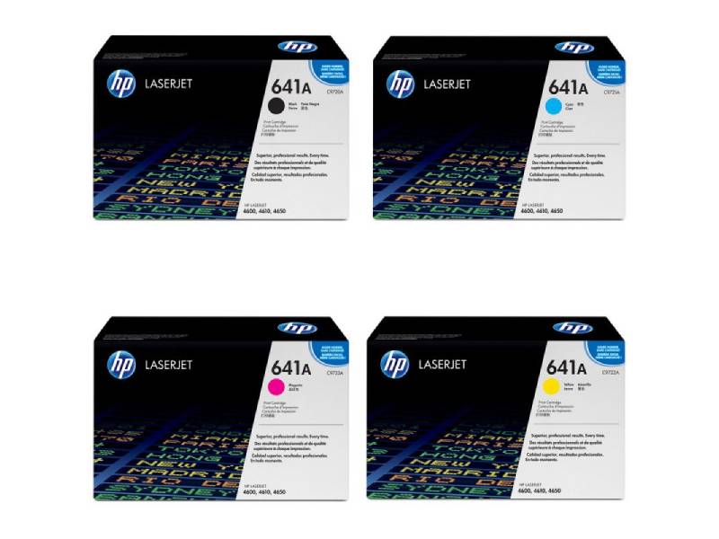 Genuine 4 Pack HP 641A Toner Cartridges Q9720A-Q9722A [1BK,1C,1M,1Y]
