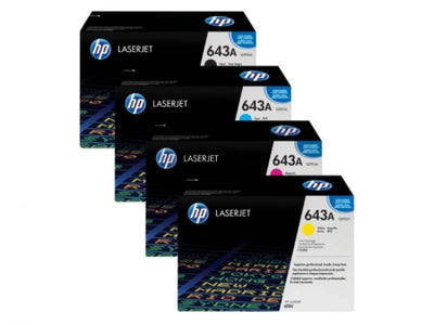 Genuine 4 Pack HP 643A Toner Cartridges Q5950A-Q5953A 1BK, 1C, 1M, 1Y