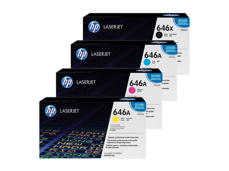 Genuine 4 Pack HP 646X Toner Cartridges 1BK,1C,1M,1Y (CE264X-CF032A)