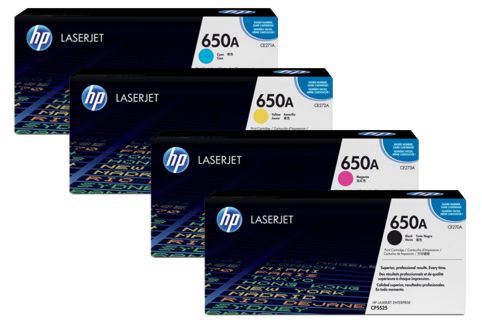 Genuine 4 Pack HP 650A Toner Cartridges CE270A-CE273A [1BK, 1C, 1M, 1Y]